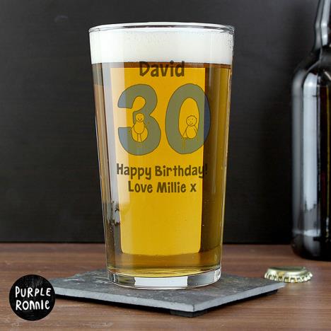 Personalised Purple Ronnie Big Age Male Straight Sided Pint Glass Extra Image 3